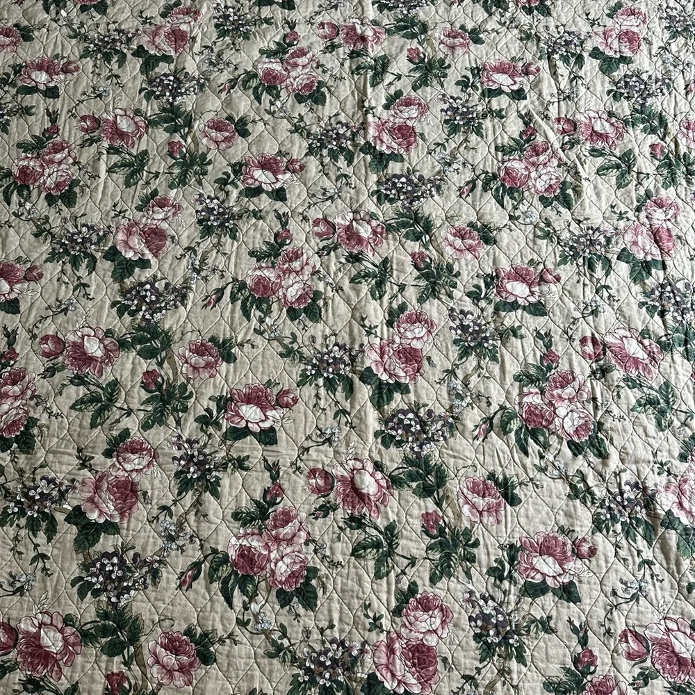 Pottery Barn Adelise Reversible Cotton Linen Floral Quilt Queen